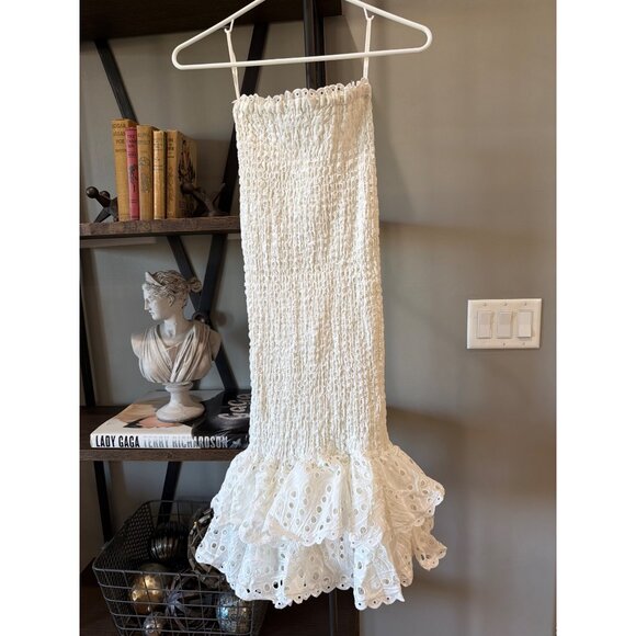 Charo Ruiz Ibiza Liliana Eyelet Midi Skirt White Fruition Womens Size Small - Picture 8 of 10